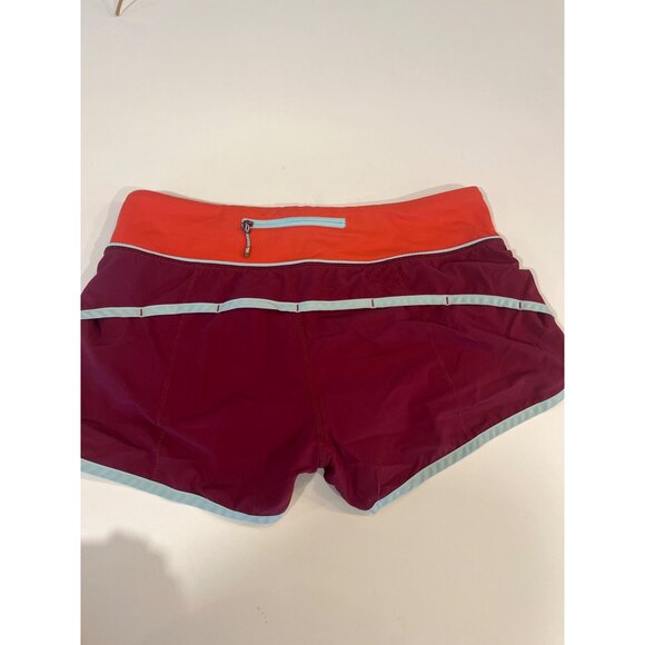 Lululemon Womens Swiftly Tech 2-In-1 Running Shorts Size 6 Red & Purple With Lig - Picture 4 of 6
